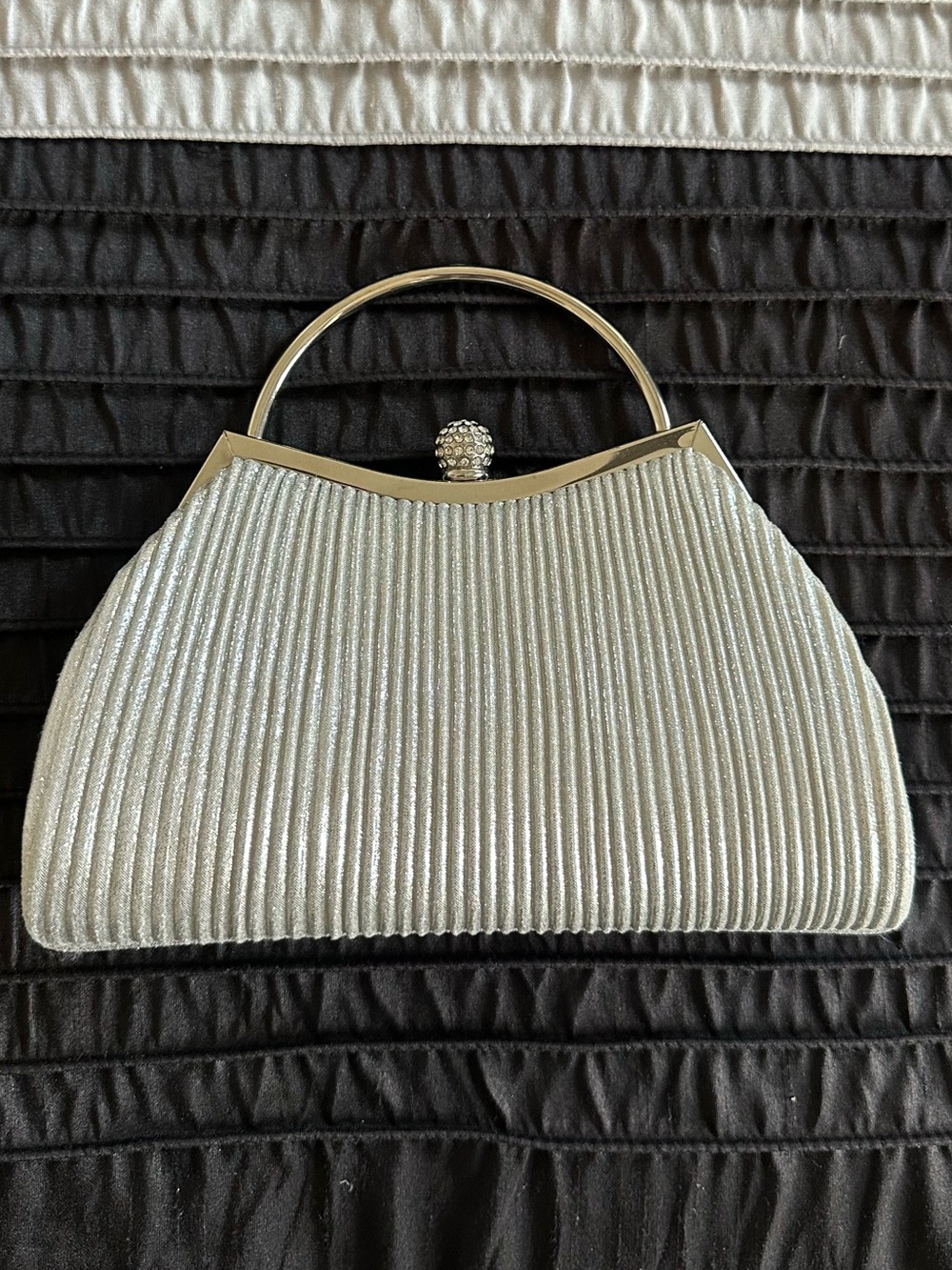 Silver Evening Handbag with Top Handle